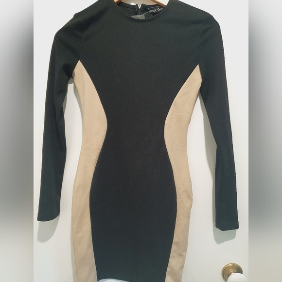 Lookbook Store size 6 beige/black bodycon illusion dress NWT - Picture 2 of 5